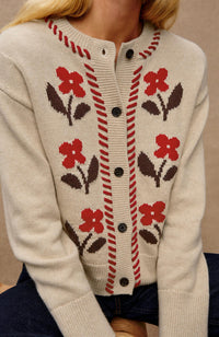Rails Mavie Cardigan in carmine floral 2 - women's cardigan - alternate view