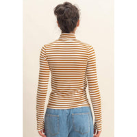 Hyfve - Striped Turtleneck Fitted Long Sleeve Top