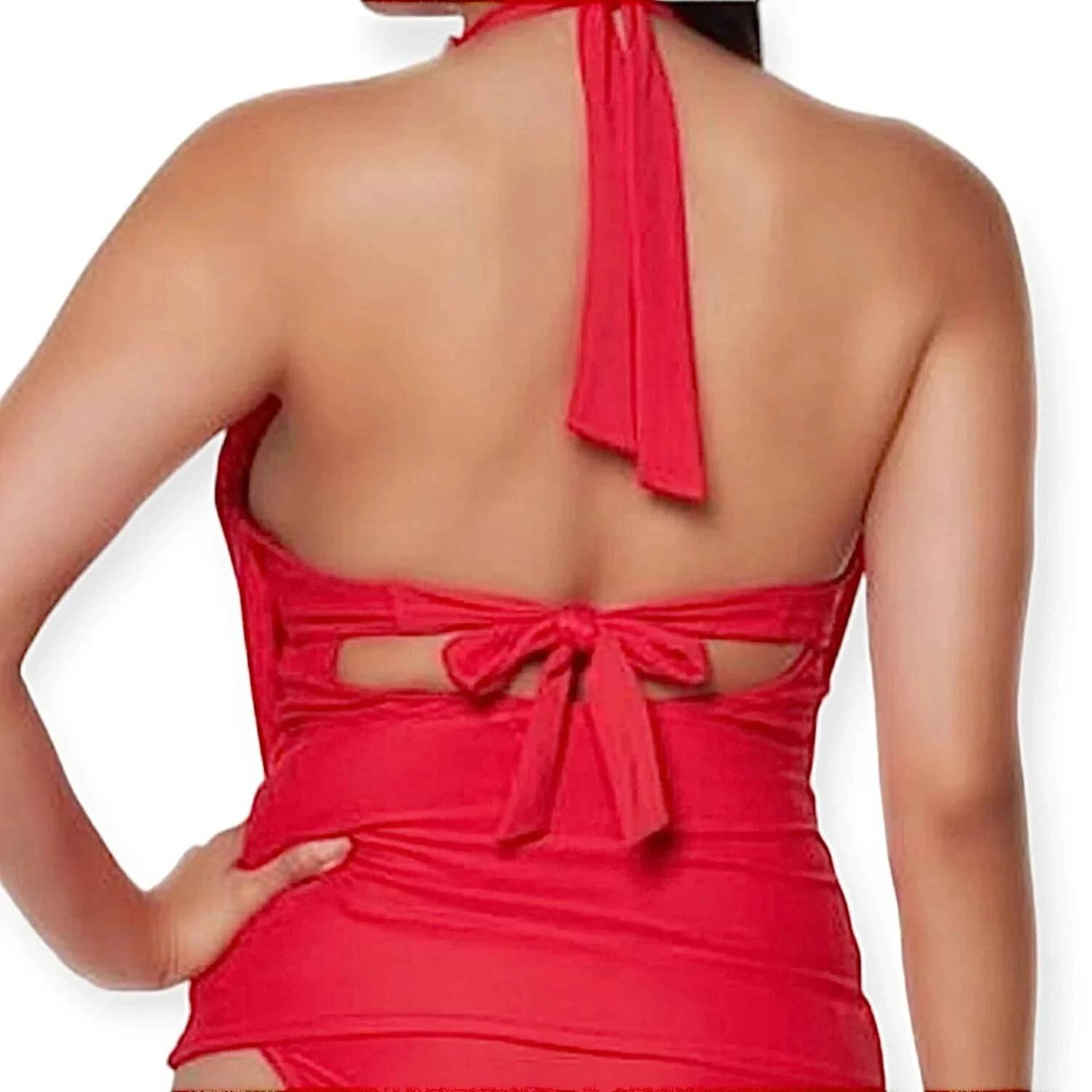 Bar Iii - Plunging Cowl-neck Halter Tankini Swim Top