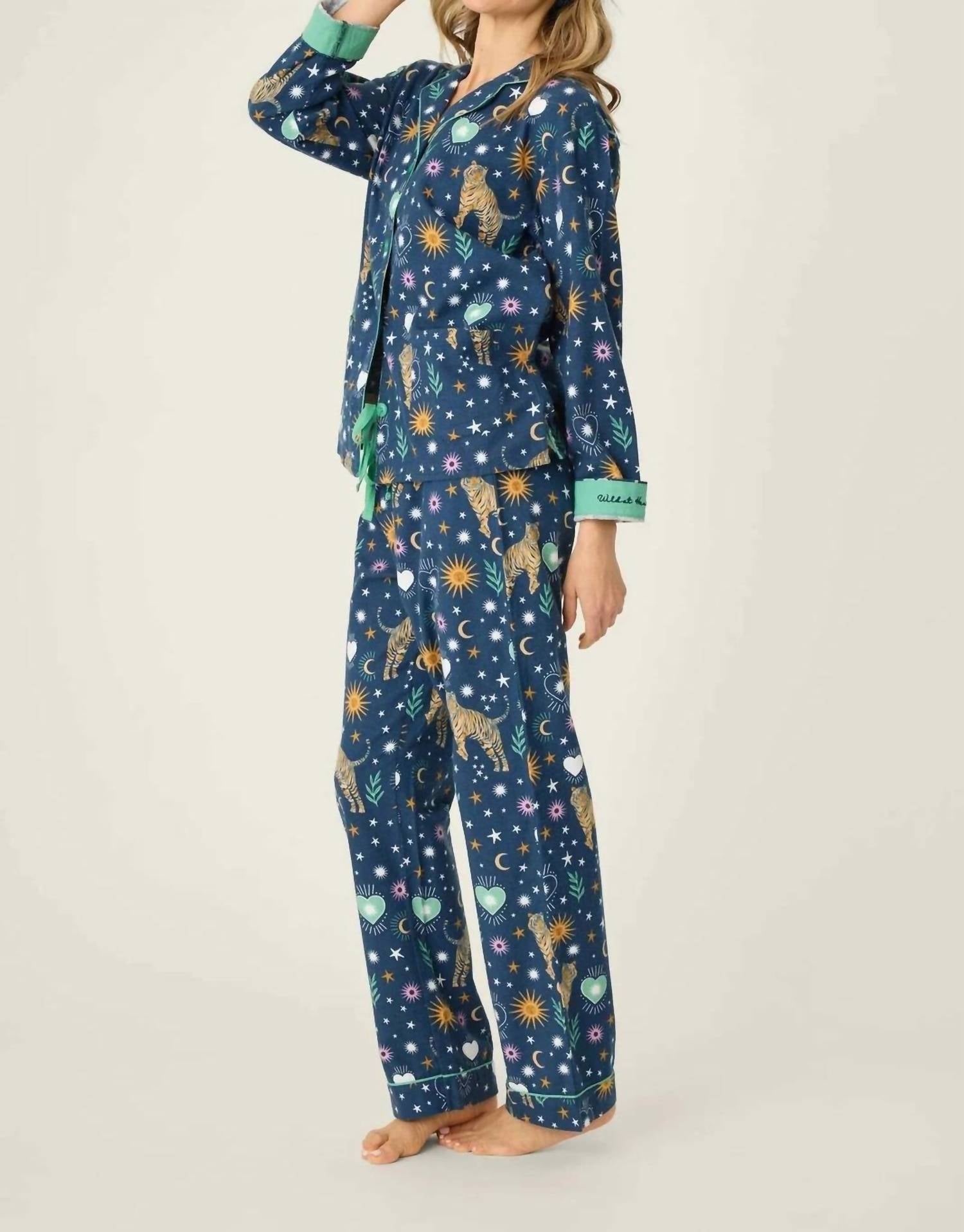 Pj Salvage - Tiger Star Print 3 Piece Matching Flannel Set