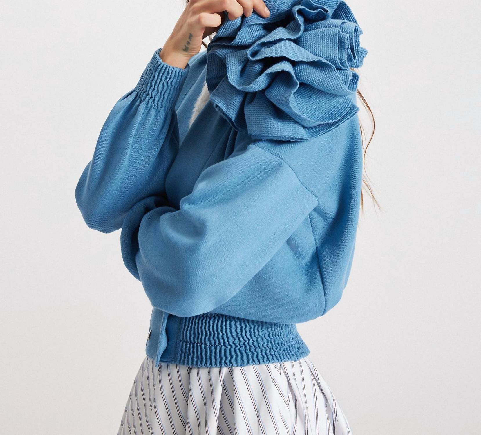 Theo The Label - Women's Nomia Ribbed Waist Rosette Cardigan