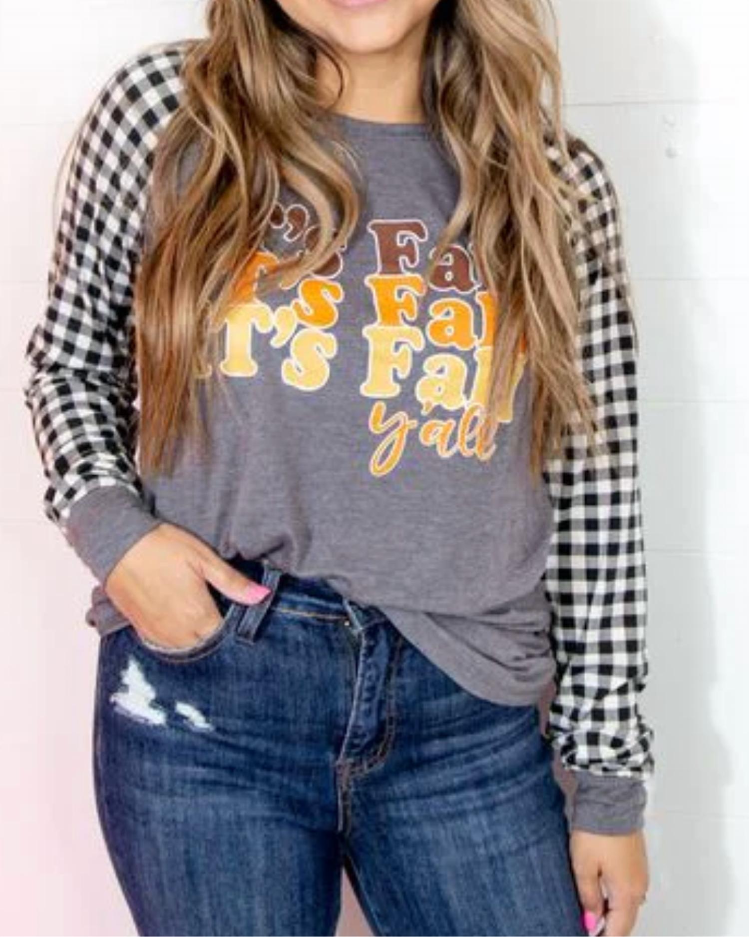 Southern Grace - It's Fall Y'all Longsleeve Top - plus