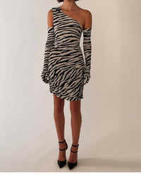 Miscreants London - One-shoulder Dress With Matching Gloves