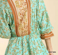 Umgee - Floral Border Print Layered Dress