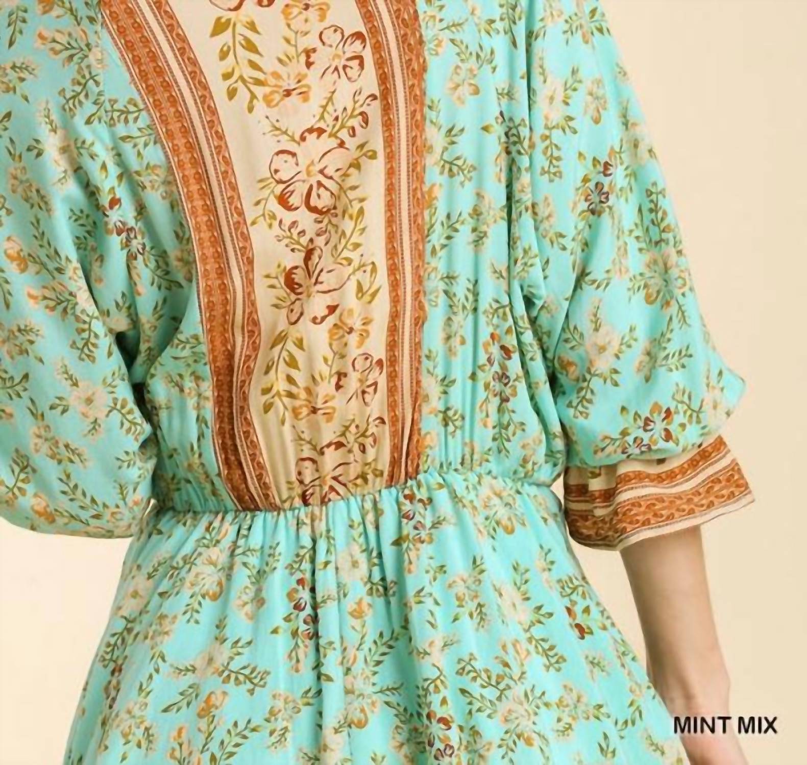 Umgee - Floral Border Print Layered Dress