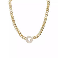 Sahira Jewelry Design Women's Pave Heart Chain Necklace in gold - women's jewelry - view 4