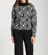 Apny - Jacquard Mock Neck Sweater