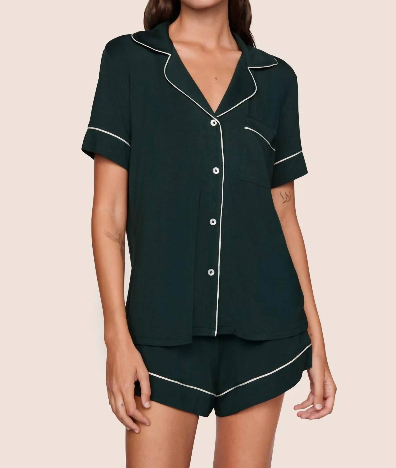 Eberjey Gisele Relaxed Short Pajama Set in forest green - women's sleepwear