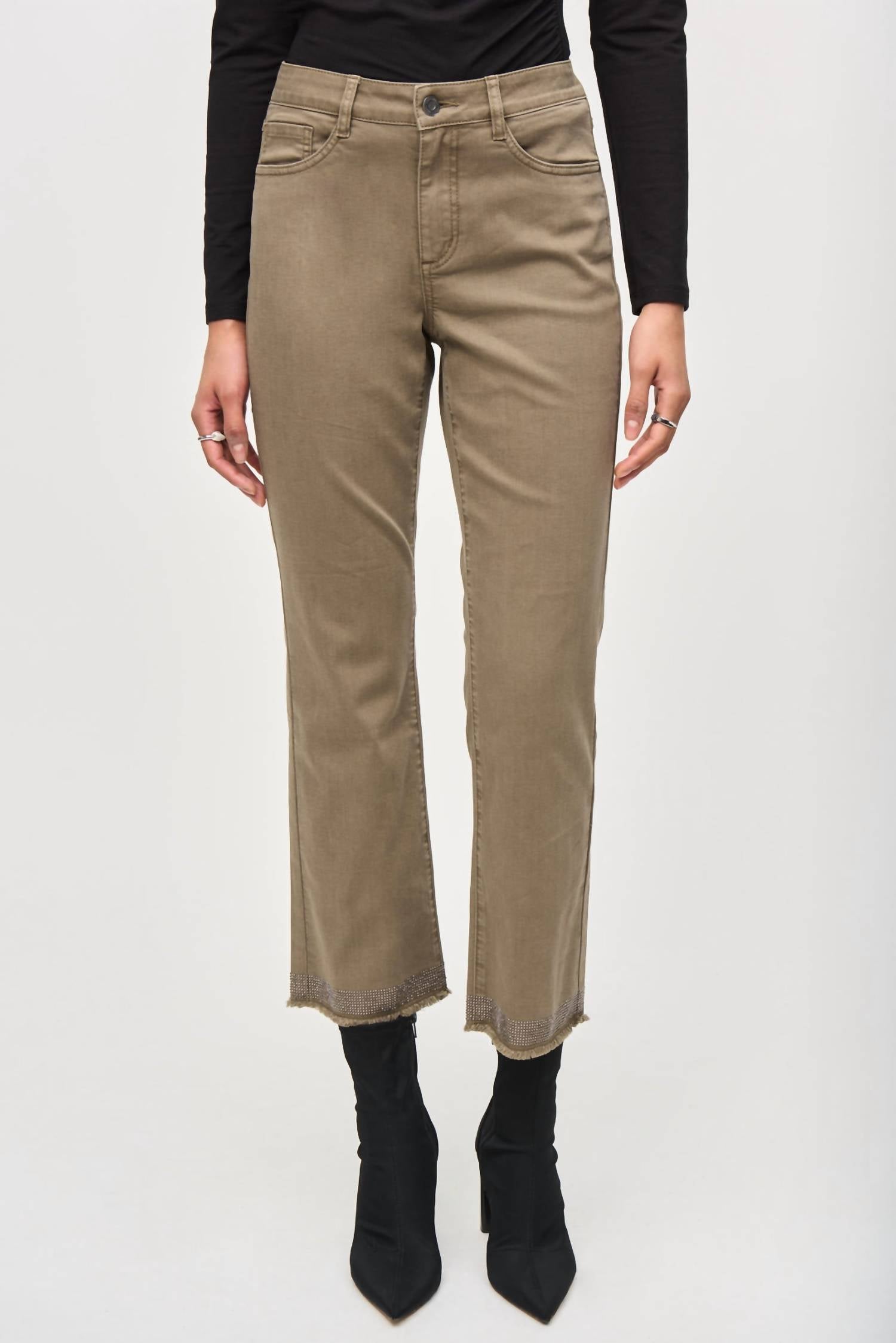 Joseph Ribkoff - Denim Straight Pants With Frayed Hem