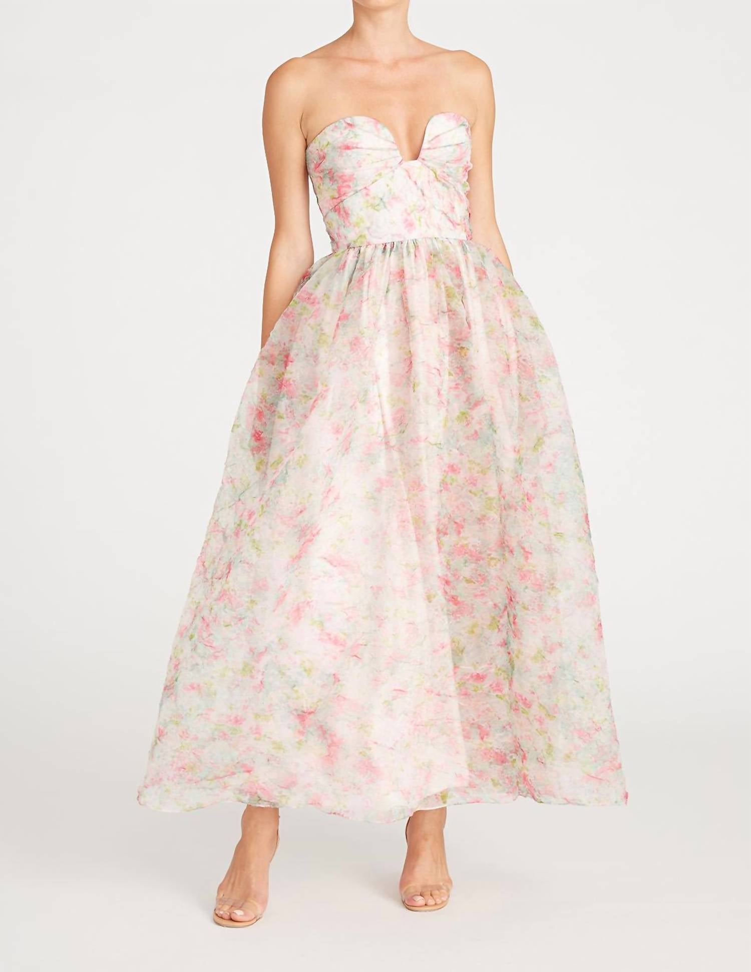 Monique Lhuillier - Floral Organza A-line Gown