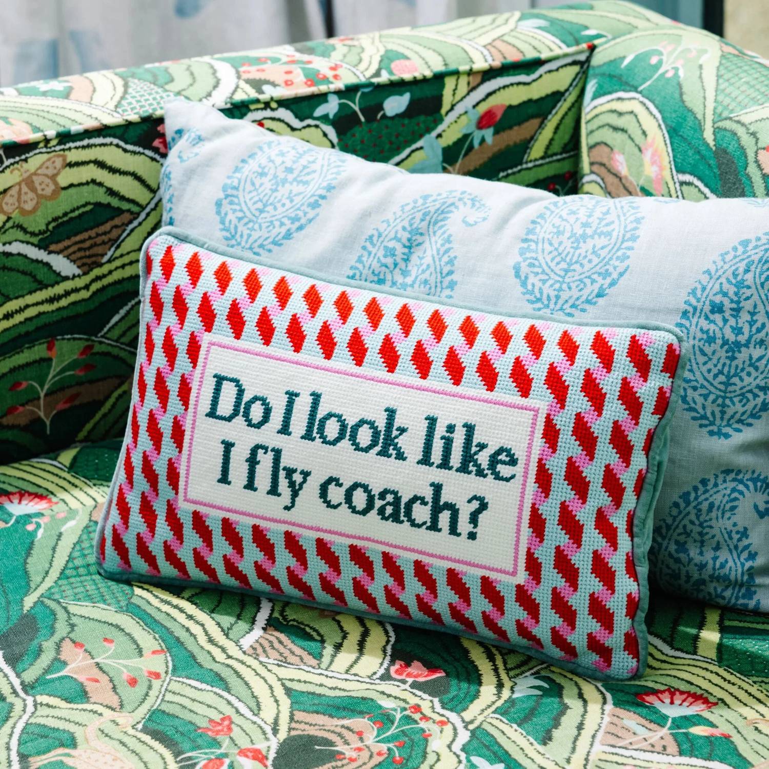 Furbish Studio - Do I Look Like I Fly Coach Needlepoint Pillow