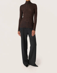 Soaked In Luxury - Laisa Metallic Turtleneck Pullover Sweater