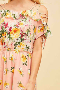Entro - Floral Lace Up Maxi Dress