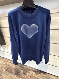 ANGEL Women's Heart Sweater in navy - women's sweater