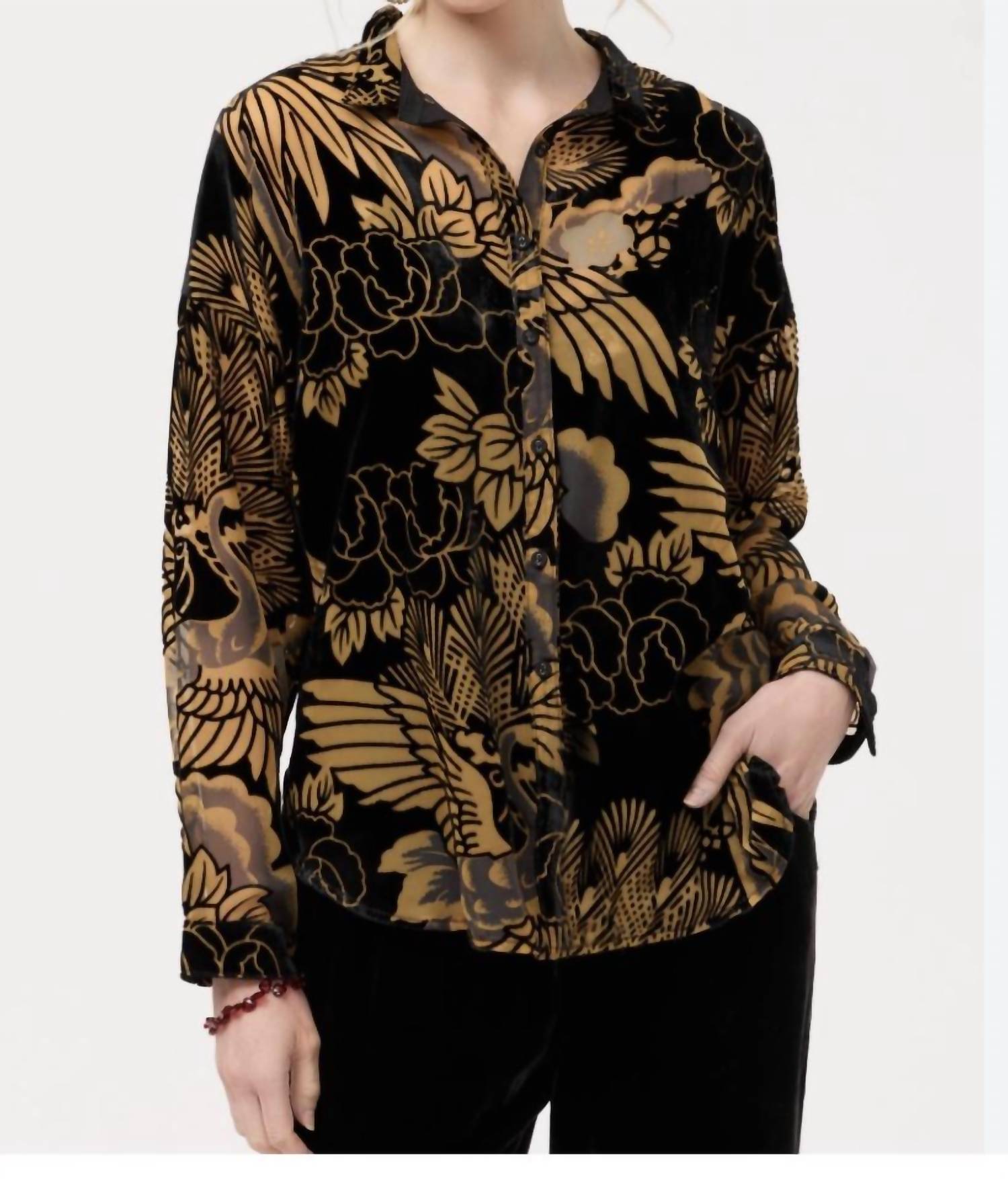 Johnny Was The Audrey Shirt in black gold - women's blouse