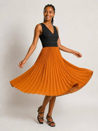 Wd.Ny - Faux Leather Pleated Midi Skirt