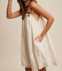 Listicle - Arya Embroidered Overall Mini Dress