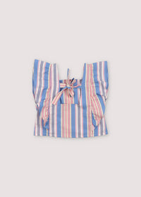 The New Society Girl's Chara Blouse in blue stripe - kids' blouse - detail view