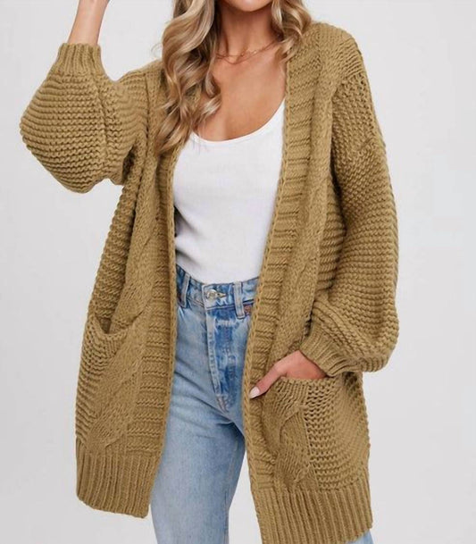 Bluivy - Chunky Cable Sleeve Lantern Cardigan