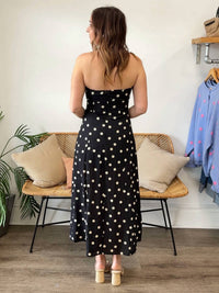 Dress Forum - Adelina Polka Dot Strapless Midi Dress