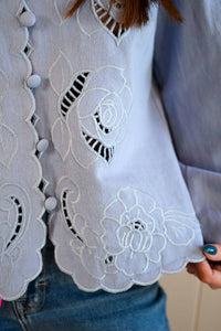 Raisonnel Alder Street Cutout Blouse in bluebell - women's blouse - view 6