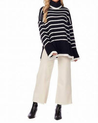 mudpie Dunn Striped Sweater in black - women's sweater - detail view