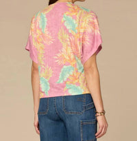 Democracy - Short Dolman Sleeve Scoop Neck Printed Top
