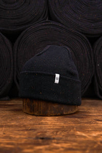 Upstate Stock Unisex Blackout Easy Fit Upcycled Cotton Beanie - men's hat - detail view