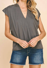 PINCH Oversized V Neck Blouse in grey - women's blouse
