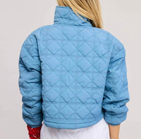 Mimosa - Quilted Puffer Pullover with Collared Zipper