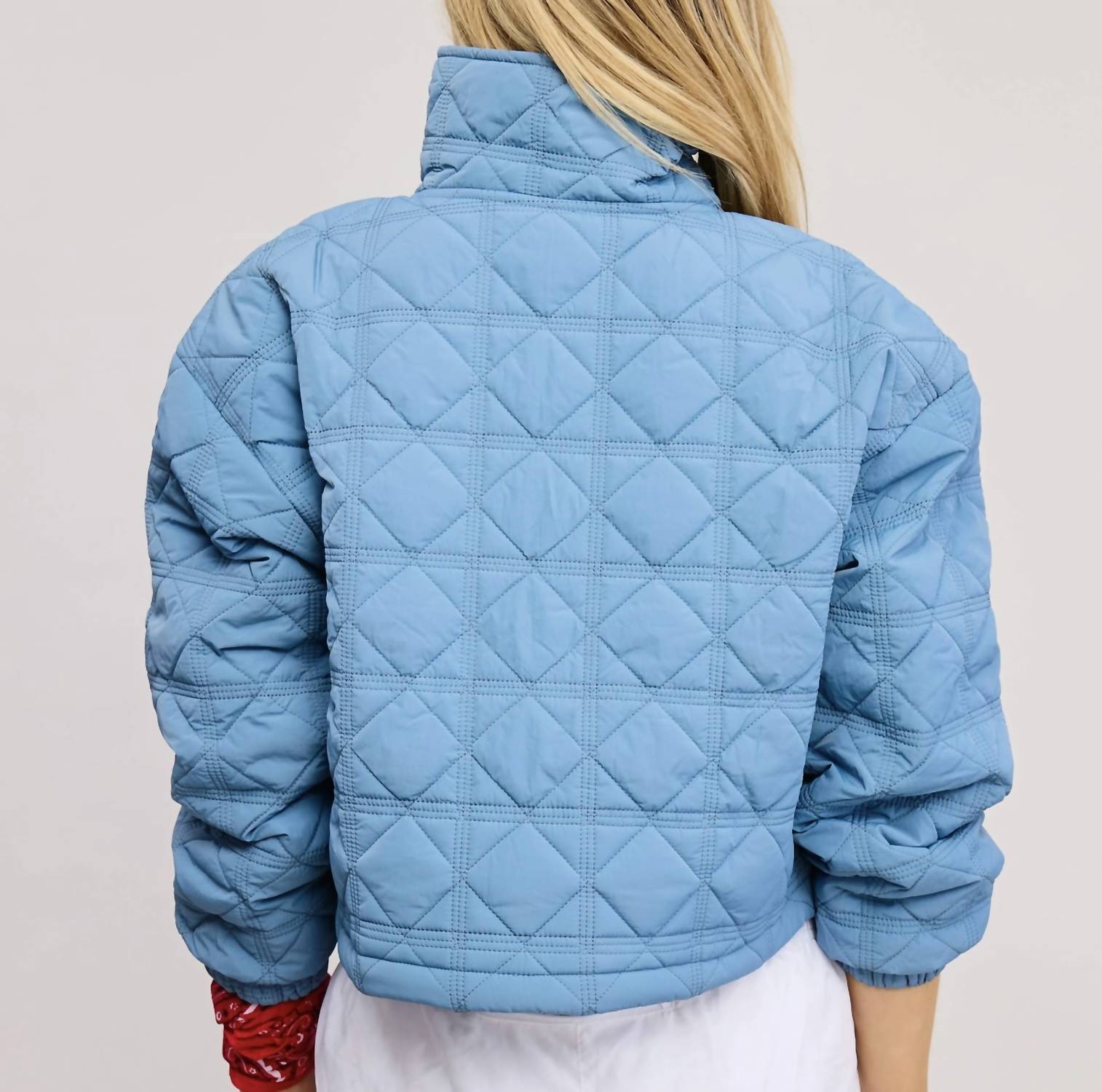 Mimosa - Quilted Puffer Pullover with Collared Zipper
