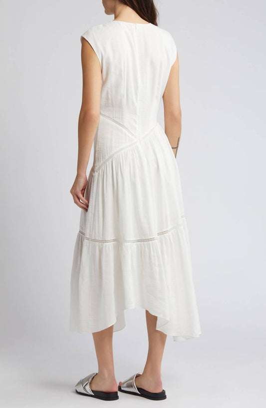Frame - Gathered Seam Lace-inset Linen Midi Dress