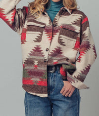 Urban Daizy - Aztec Print Long Sleeve Jacket