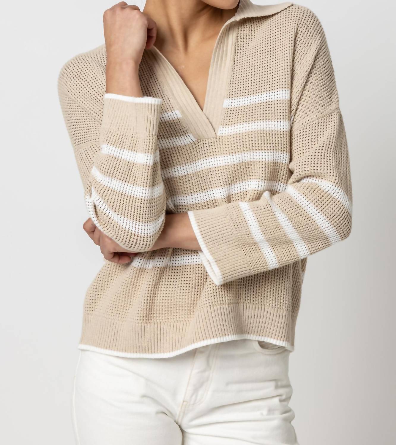 Lilla P - Stripe Polo Sweater