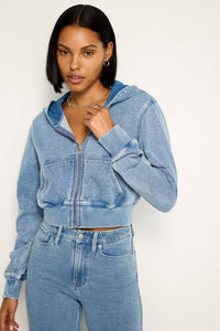 Good American - Jeanius Cropped Zip Hoodie