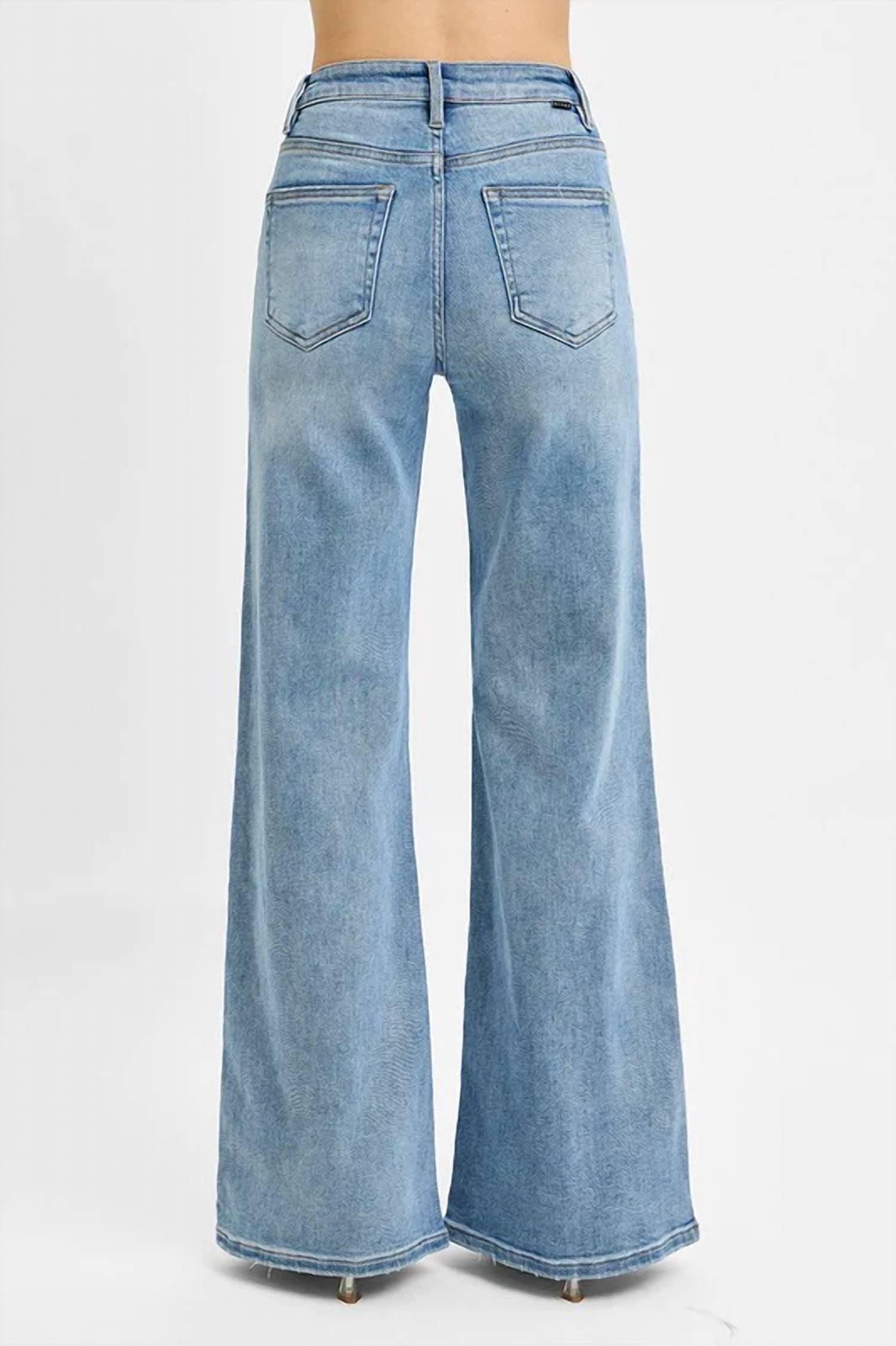 Risen - High Rise Wide Front Yoke Detailed Jeans