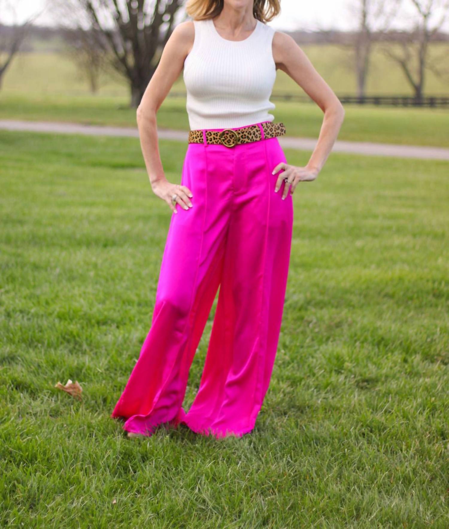 Flying Tomato - Classy Slacks Wide Leg Pants
