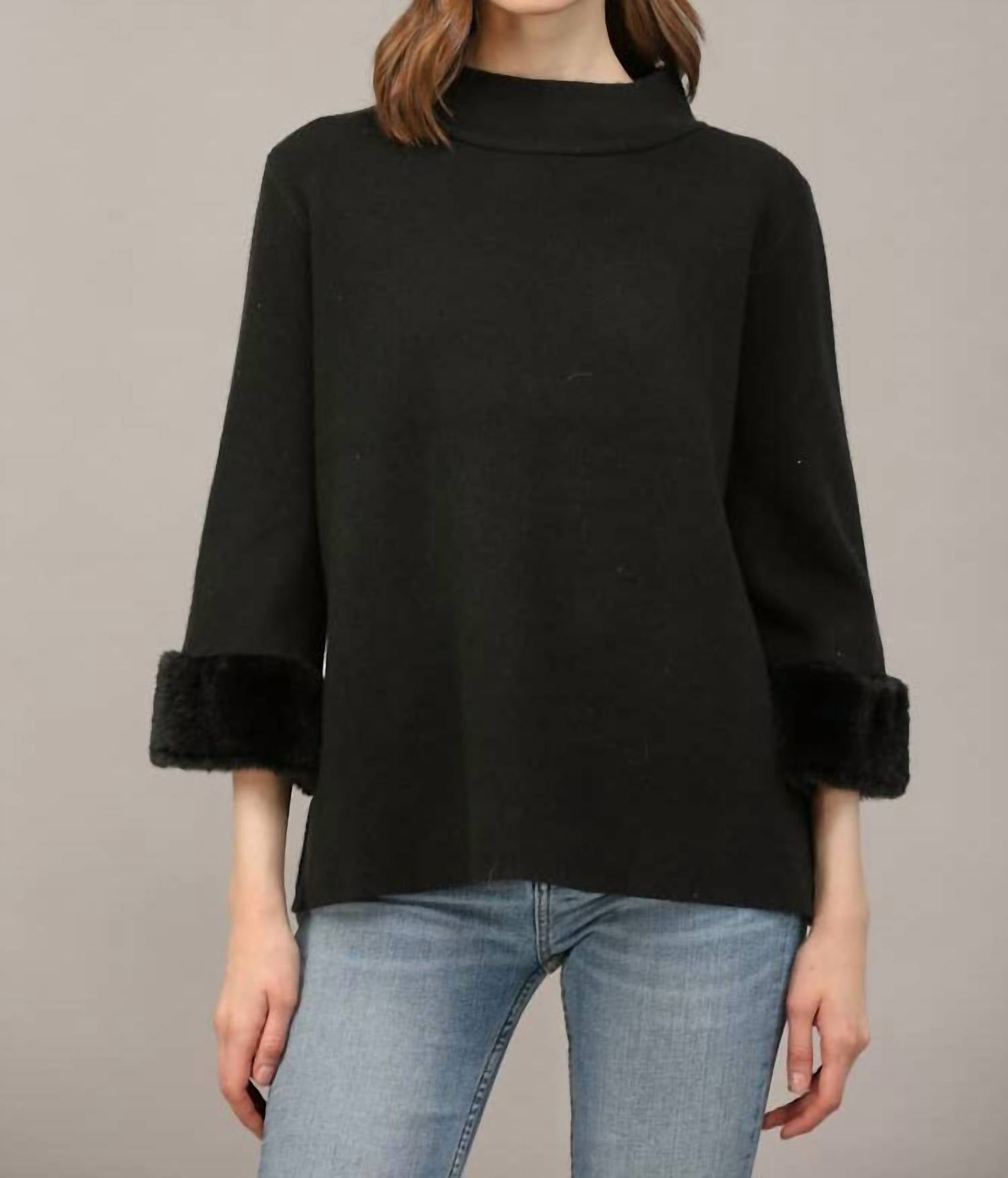 Fate - Annie Fur Sleeve Detail Sweater Top