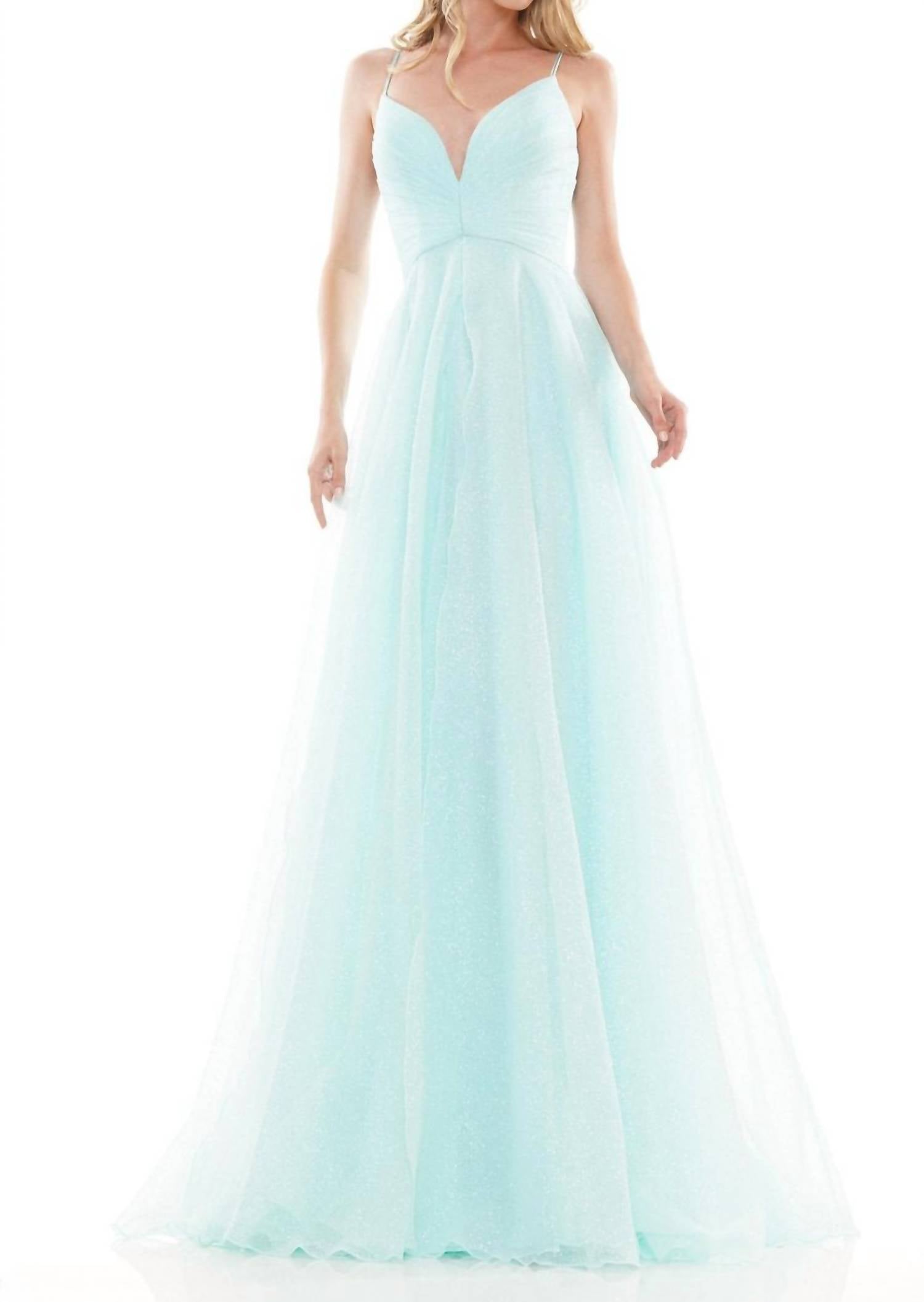 Colors Dress - Glitter Mesh A-line Long Dress