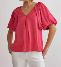 Entro - Women's Bubble Sleeve Satin Top