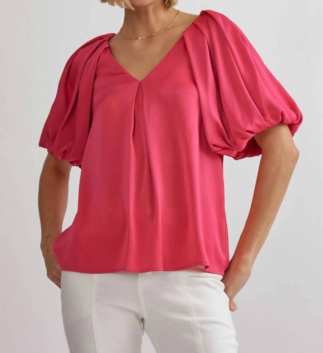 Entro - Women's Bubble Sleeve Satin Top