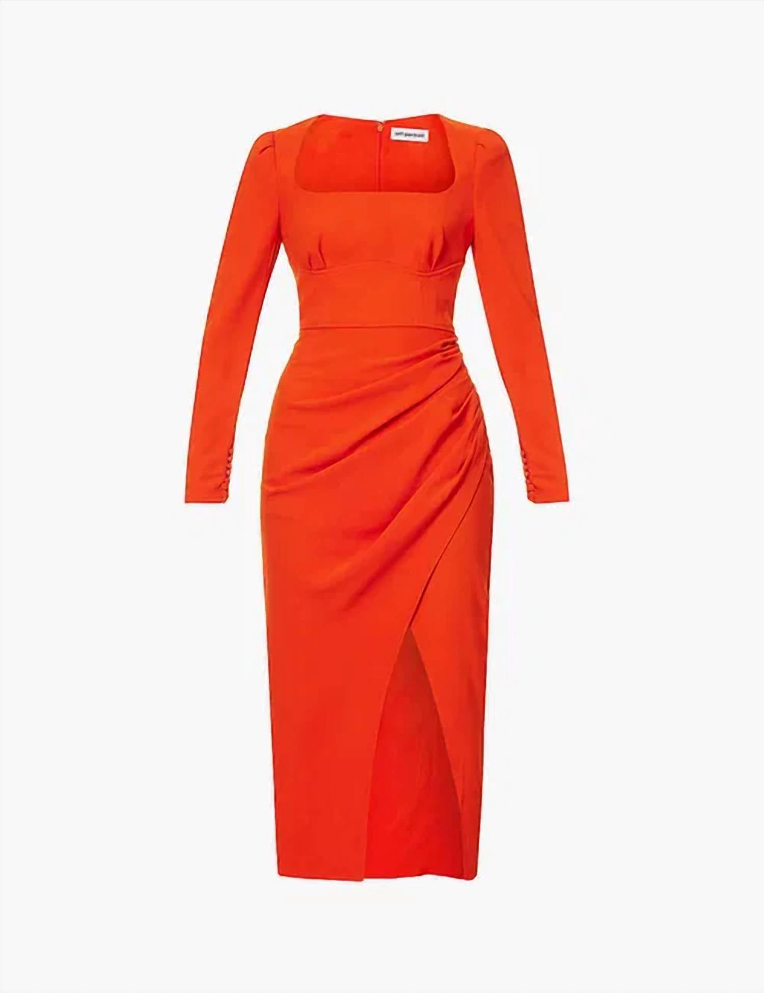 Self-Portrait - Women's Crepe Ruched Midi Dress