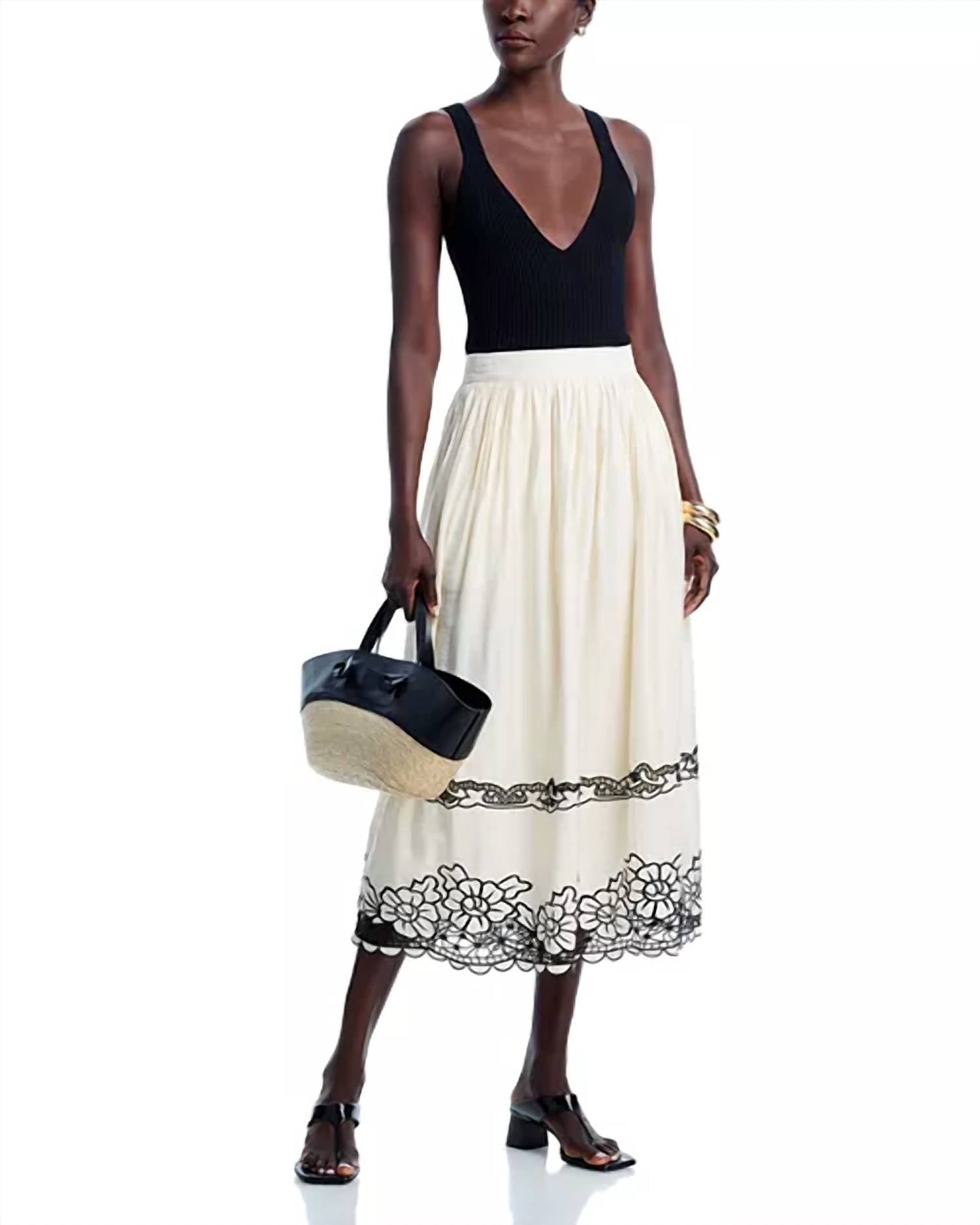 Elie Tahari - Poppy Embroidered Midi Skirt