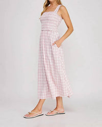 Allie Rose - Plaid Smocked Midi Dress