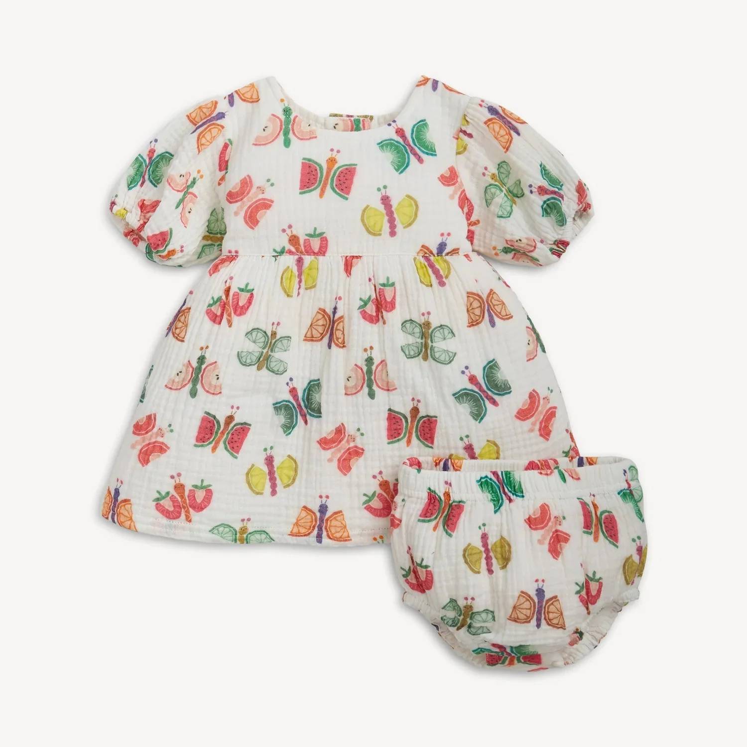 Magnetic Me - Girl's Fruit Flies Woven Puff Sleeve Dress