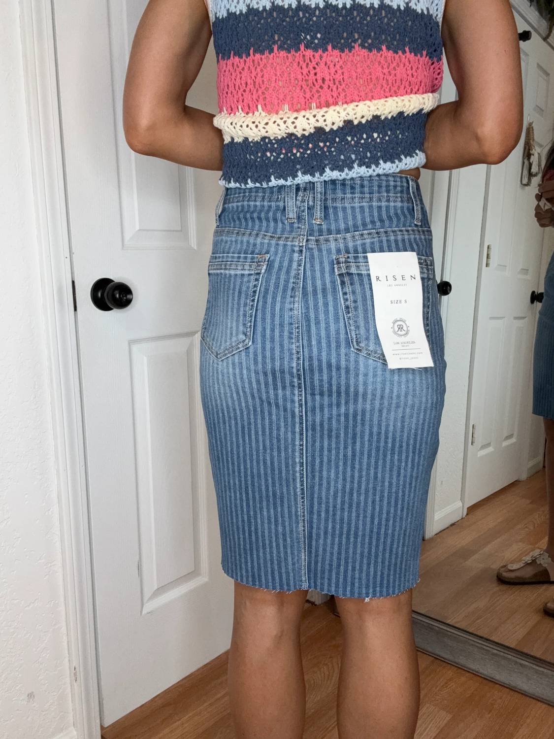 Risen - Rebecca Pinstripe Denim Skirt