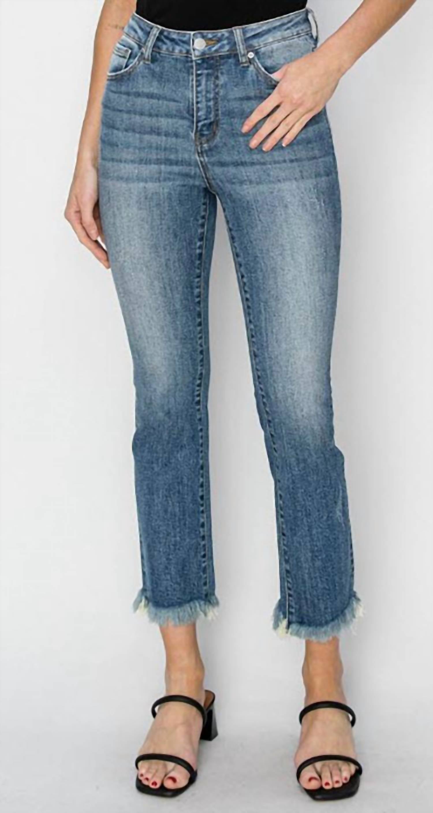 Risen - Women's Mid Rise Raw Hem Jean