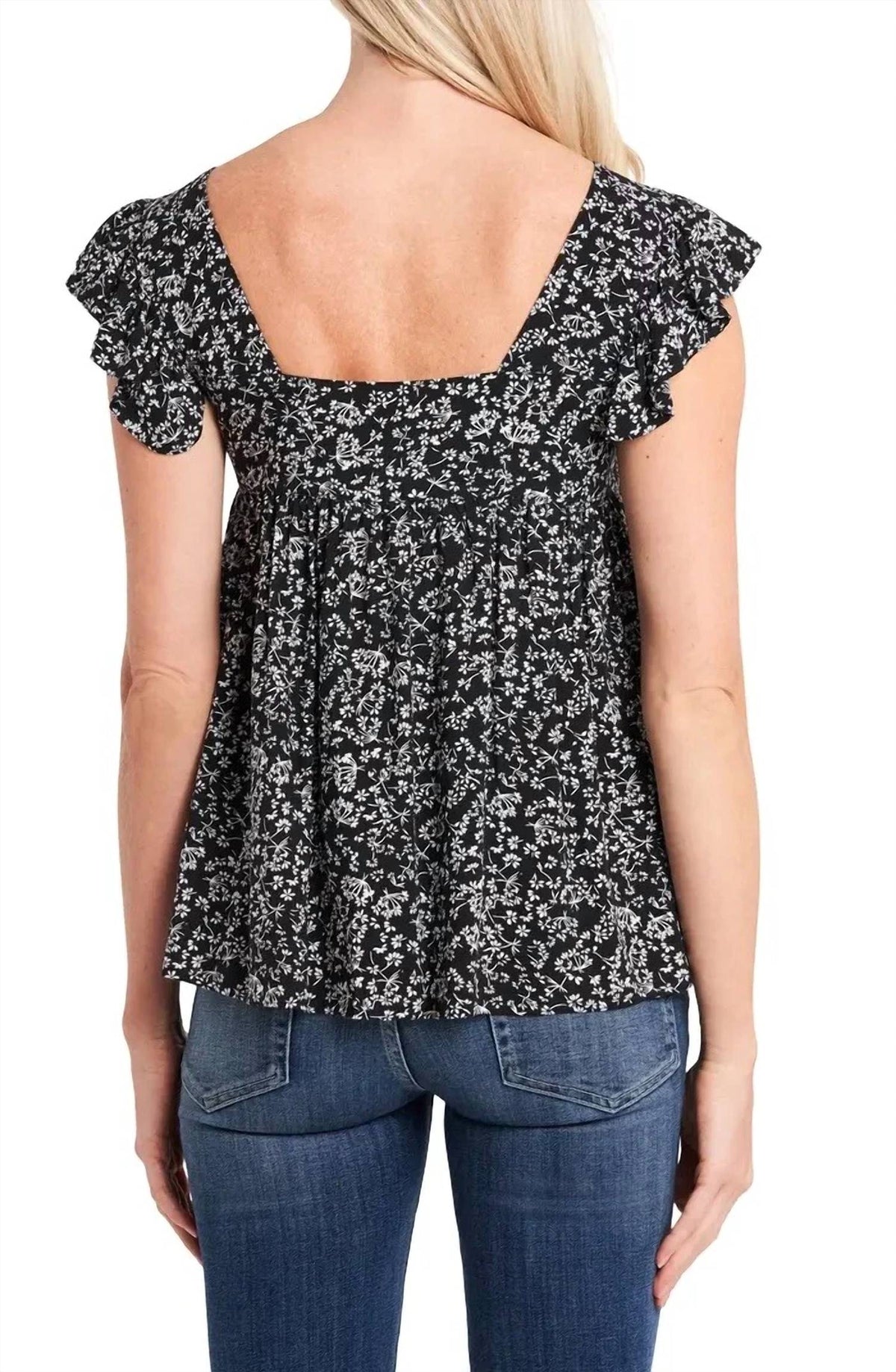 Cece - Floral Ruffle Sleeveless Top