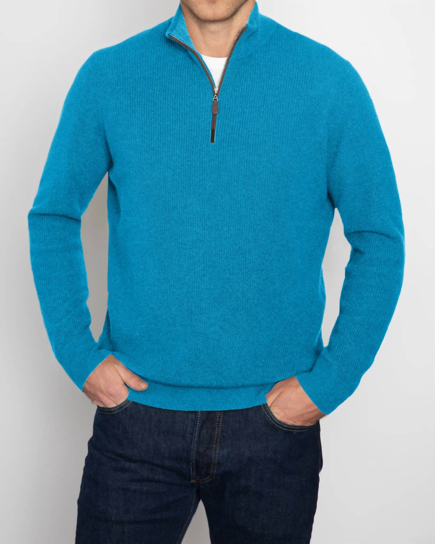 Kinross - Suede Trim Quarter Zip Mock
