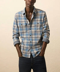 Faherty Legend Sweater Shirt Top in overcast ocean plaid - men's long sleeve top